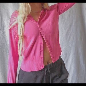 Trendy hot pink button up